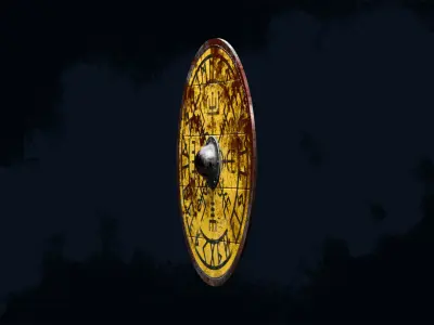 Viking Shield 5 - Bloody Low-poly 3D model