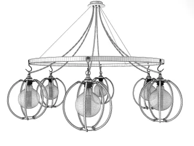 F C S C G C six light chandelier with glass globes 3D model