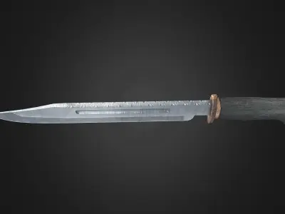 Stainless Stell Bowie Knife Low-poly 3D model