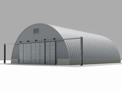 Aircraft Hangar Exterior-Interior Low-poly 3D model