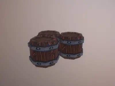 Barrel set of wooden barrels Low-poly 3D model
