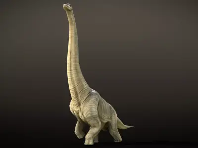 Brachiosaurus Dinosaur Rig and Animations Low-poly 3D model