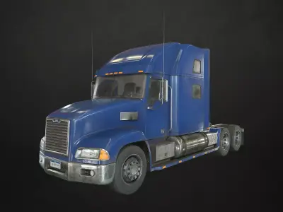 Semi Truck Tractor - Blue Low-poly 3D model