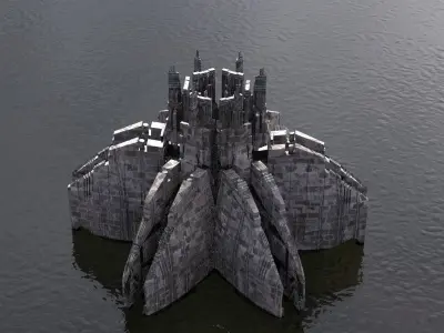 Sci-Fi dark Platforms Floating 4 3D model
