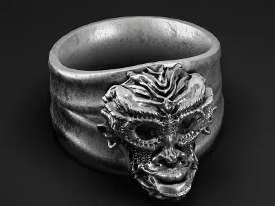 skull monkey ring-jewellry-3dprint 3D model