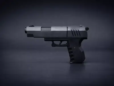 Game Ready Realistic Handgun with Clean Topology 3D model