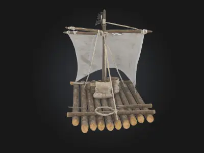 Pirate Raft Model  Adventure on the Open Waters 3D model