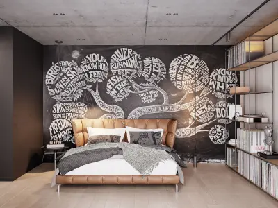 Bedroom Industrial Interior Scene 3D model