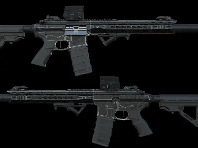 Modular Combat Rifle-Carbine Variant Low-poly 3D model