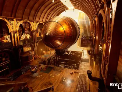 Steampunk Victorian  Zeppelin Station Modular Environment Low-poly 3D model