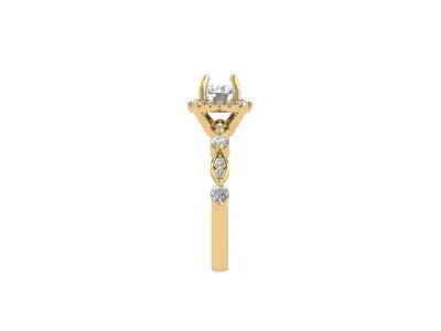 Solitaire Engagement Art Deco Ring 3D print model 58