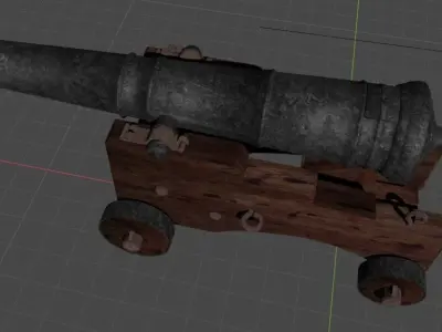 Old pirate ship cannon Low-poly 3D model