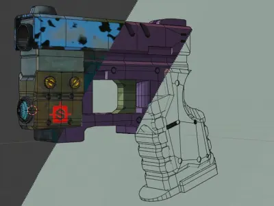 Futuristic hand gun Low-poly 3D model