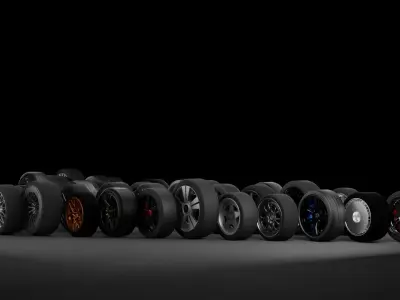 43 High Quality Rims with wheels and calipers 3D model