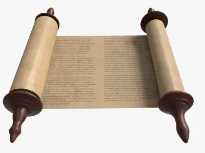 Ancient Scroll With Wooden Rods Old text 01 3D model