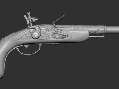 Pirate Pistol - flintlock Low-poly 3D model