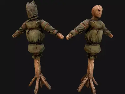 Medieval Military Training Dummy Wooden Low-poly 3D model