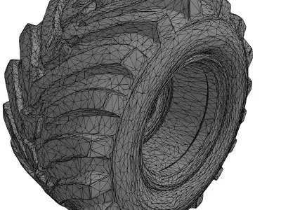 Industrial OffRoad Muddy Tire Low-poly 3D model