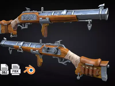 Stylized Blunderbuss musket Low-poly 3D model