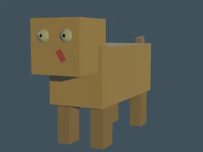 3Dpig box with eyes and ears Low-poly 3D model