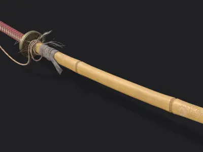 Japanese Katana Free low-poly 3D model
