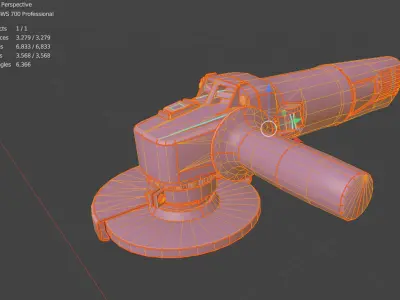 Realistic Power Tool Bosch Angle Grinder with PBR Texture Low-poly 3D model