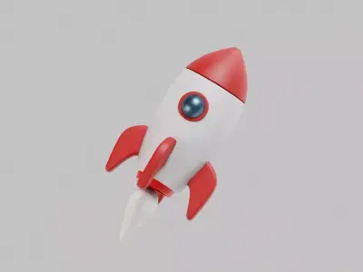 Cartoon Rocket Low-poly 3D model 4