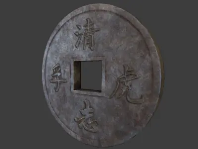 Ancient Chinese Coin - Game ready 3D Model - Made in Blender Low-poly 3D model