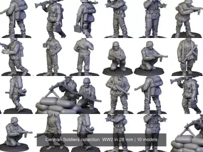 German Soldiers collection  WW2 in 28 mm 3D Model Pack