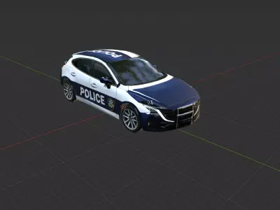 Low Poly Police Car  Sedan 3D Model 3D Model Pack