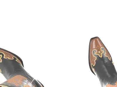 Eagle Star Cowboy Black Boots 3D model