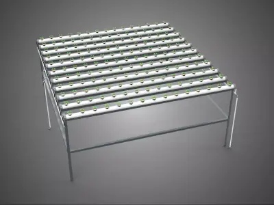 HYDROPONIC FARM SETUP SEEDLINGS GROW NET POTS PARALLEL NFT PIPES 3D model