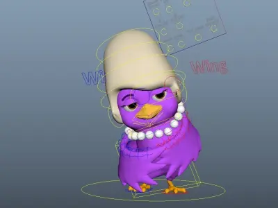 Cartoon Mama Bird Low-poly 3D model