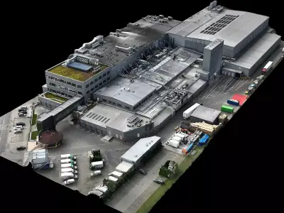 factory buildings halls industrial terrain drone scan Low-poly 3D model