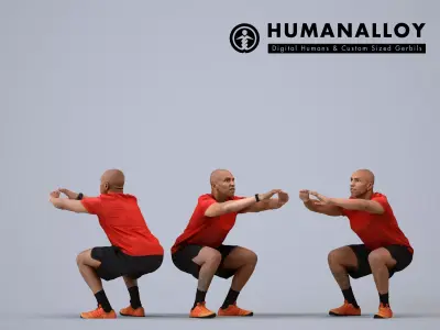 00373Carl007 - Adult Black male crouching during exercise in 3D model