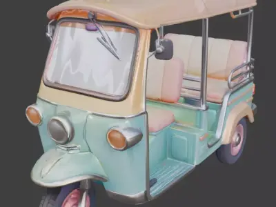 Pastel Tactical Easter Delivery Tuk Tuk 3D Model Low-poly 3D model