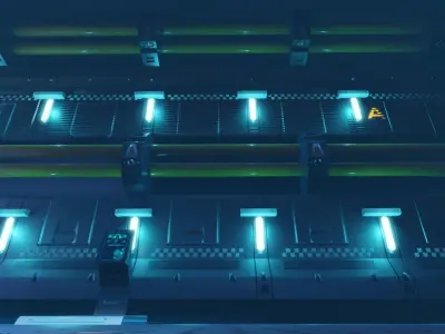 Futuristic Sci-Fi Generator Room Low-poly 3D model