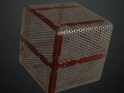 Reinforced Red Industrial Circular Grill PBR Seamless Texture