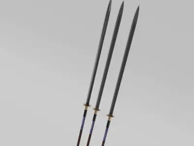 Japanese Furniture Kit - Yari sword-spear with rack  Low-poly 3D model