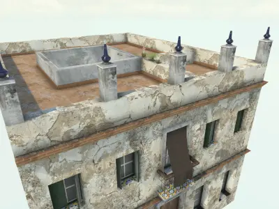 Old High-Quality 3D Colonial House Low-poly 3D model