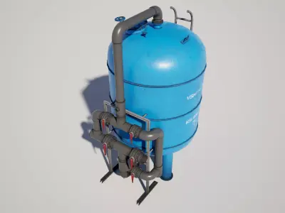  Industrial Water Filter Tank Low-poly 3D model
