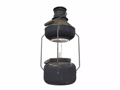 Vintage old oil lamp 3 3D model