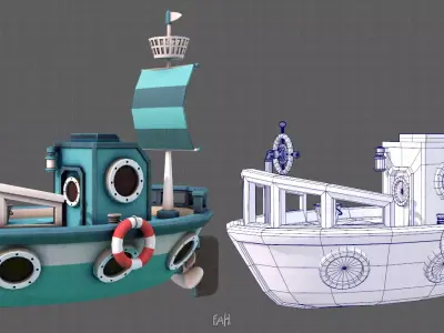 Ship V01 Low-poly 3D model