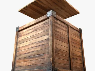 Wooden Crate Game Ready PBR Textures Low Poly Low-poly 3D model