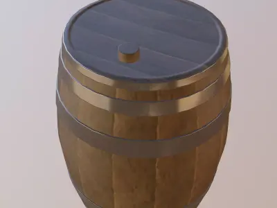 Wooden Barrel 3D model 5