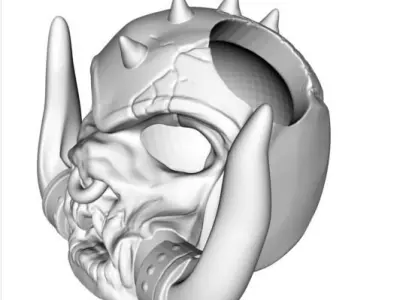 Motorhead helmet with horns and spikes 3D print model