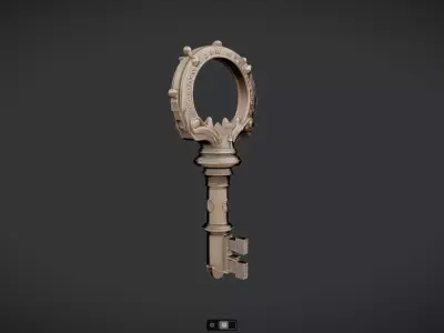 ornate antique metal key 3D model