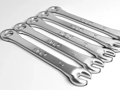 Spanner set of wrenches 3D model