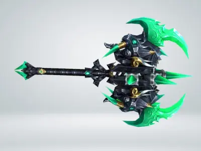 Futuristic Axe Low-poly 3D model 3