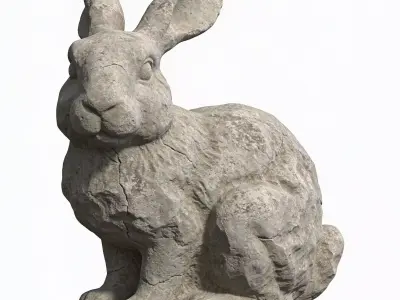 The Ancient Alibi Realistic Weathered Stone Bunny 3D Model Low-poly 3D model